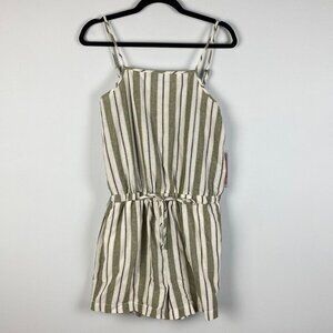 Ci Sono Size Medium Romper Shorts Striped Gray Off White Adjustable Strap NWT